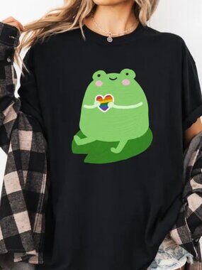 Cute Pride Frog Shirt, Rainbow Tee, Pride Month Gift Shirt